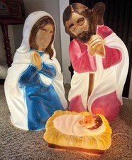 Nativity Set 3 Piece General Foam 28" With Box Lighted Blow Mold