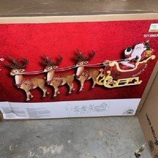 NEW 9 ft. Giant-Sized LED Santa's Sleigh with Reindeer Holiday Yard Decoration