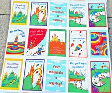 NEW Dr Seuss Fabric Book Pages (10) Printed Cotton Robert Kaufman 44" x 49"Panel