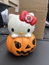 *NEW* Halloween HELLO KITTY Ceramic Spooky Pumpkin Cookie Jar - 10 1/2”
