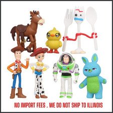No Box 7pcs Toy Story 4 Action Figures Woody Jessie Buzz Lightyear Forky Pig
