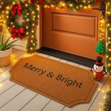 Nuanchu Christmas Merry Bright Doormat 17"x30" Christmas Door Mat