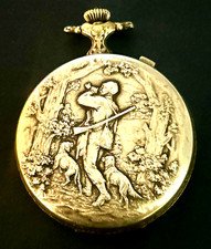 Pocket Watch Smiths Great Britain Large 58mm Hunter Case Silver Plated Runs!