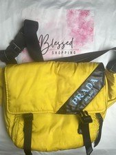 PRADA Milano Yellow Nylon Black Leather Crossbody Bag Vintage