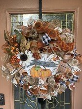 Pumpkin Halloween Thanksgiving Fall Harvest Autumn Decor Wreath Harvest Farmhous