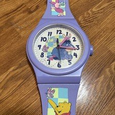 Rare 90’s Winnie Pooh EEYORE Purple Wristwatch Wall Clock Disney WORKS Vintage