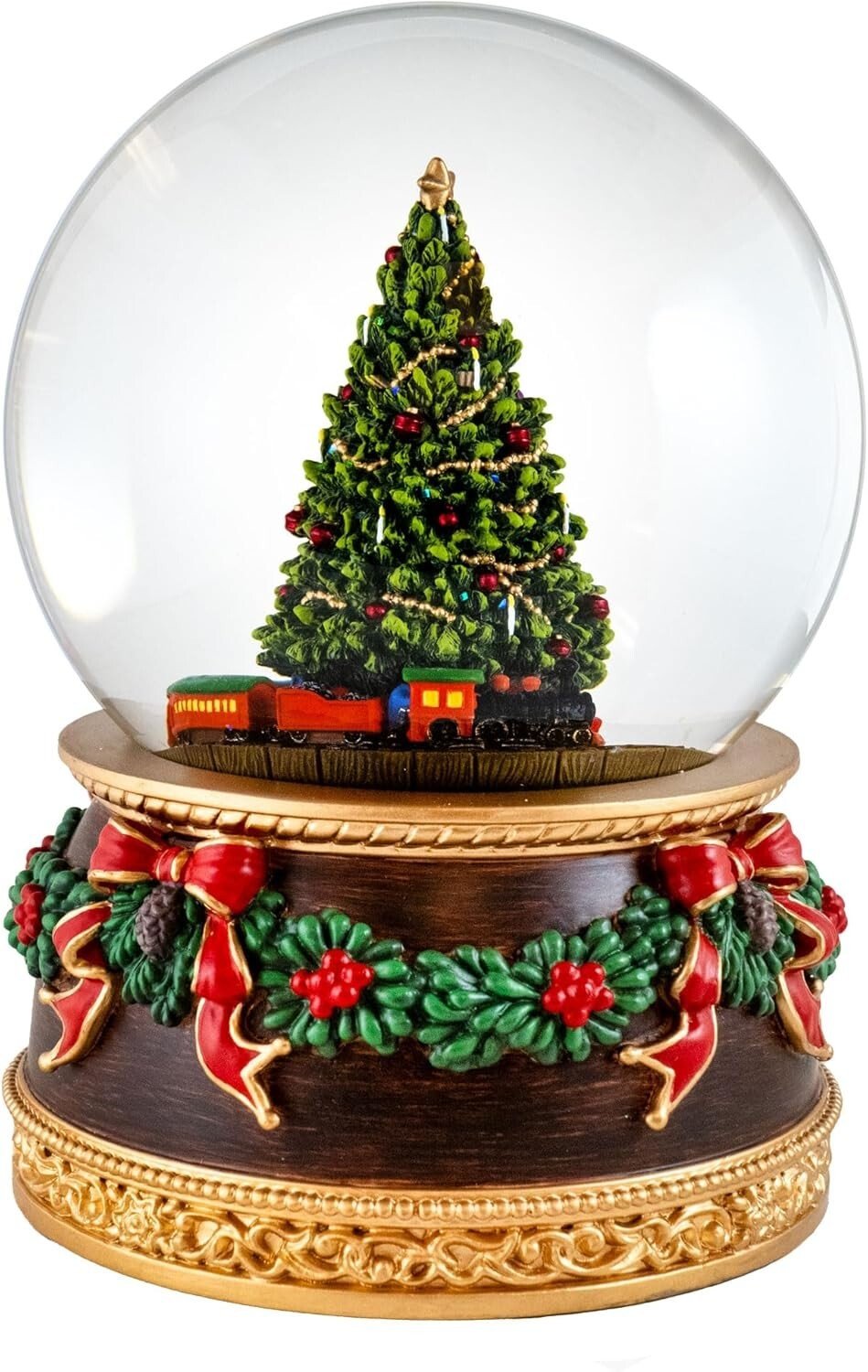 Revolving Train Christmas Tree Snow Globe by San Francisco Music Box