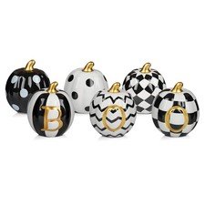 Set of 6 Ceramic Halloween Pumpkins Halloween Decorations Indoor
