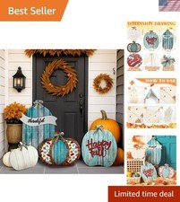 Thankful Fall Wooden Pumpkin Decor Set of 4 - Perfect for Autumn Celebrations
