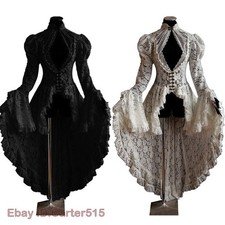 Tunic Dress Plus Size Gothic Long Breathable Lace Dres Steampunk Renaissance Hot