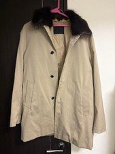USED PRADA BEIGE FUR-TRIMMED TRENCH COAT VERYGOOD