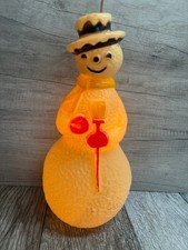 Vintage 1950s Light Up Snowman Lamp Hard Plastic Christmas Decoration Working