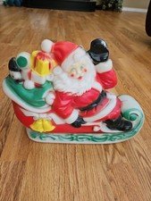 Vintage Blow Mold Santa Claus Sleigh Outdoor Christmas Plastic USA