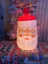 Vintage Blow Mold Santa Cookie Jar General Foam New Old Stock 12” inch LIGHTED