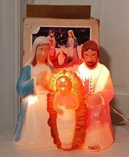 Vintage Blow Mold TPI Holy Family Nativity Mary Joseph Jesus Blowmold