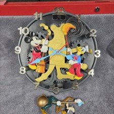 VINTAGE Disney Mickey Mouse Animated Talking Wall Clock Goofy Donald READ DESCRI