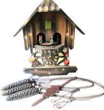 Vintage E. Schmeckenbecher West Germany Cuckoo Clock w/Dancers and Swiss Musical