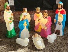 Vintage Empire Blow Mold Nativity 9 Piece LIGHTED Christmas Set ~ 23" (S118)