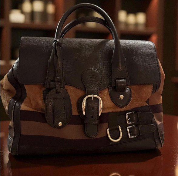 Vintage GUCCI Brown Leather & Haircalf Fur EQUESTRIAN SATCHEL Handbag