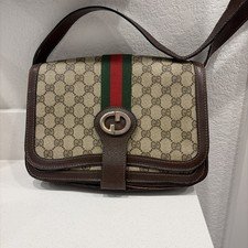 Vintage GUCCI Shoulder Bag Sherry Line Leather Canvas Supreme RARE Authentic