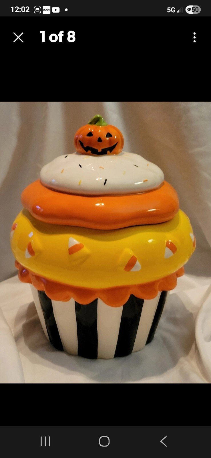 Vintage Halloween Cupcake Ceramic Cookie Jar Retired Kohls RARE