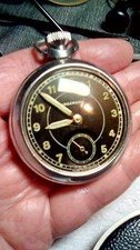 vintage ingersoll pocket watch, 50_60s, military type, brit watch, serviced,
