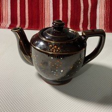Vintage Japanese Redware Moriage Teapot Hand Painted Pottery Japan 14oz Floral