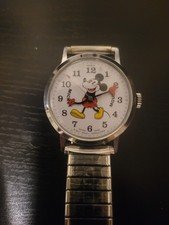 Vintage Mickey Mouse Watch Bradley Disney 1972 Swiss-Made 34mm Fat Boy working!￼