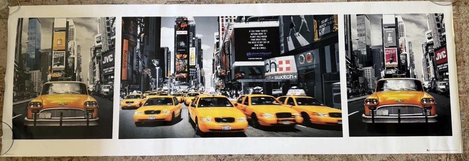 Vintage NYC New York City Times Square Cab Door Poster 21 x 62” DP0329 GB Eye UK