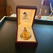 Vintage Pulsar Disney Mickey Mouse Pocket Watch Box Chain Running LE 1718/3000
