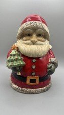 Vintage Russ Berrie Big Santa Claus COOKIE JAR Christmas Tree 11.5" Orig 80s 90s