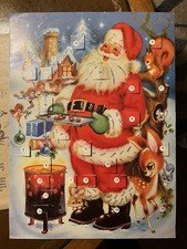 Vintage Santa with Animals Advent Calendar / made in England / 12 1/2” x 9 1/2”