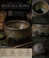 Vintage Studio Pottery Tenmoku Matcha Bowl Signed Chawan Asian Art Ceramic