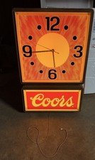 VINTAGE 1986 Adolf Coors CO Beer Wall Clock/Light WORKS Breweriana Pull String