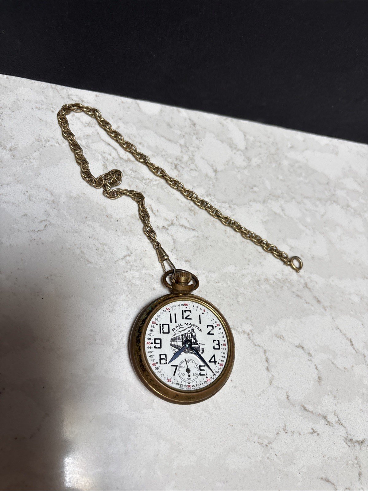 VNTG Smiths Rail Master Pocket Watch-Made in Great Britain-missing Glass WORKS