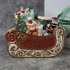 VTG 2002 Avon Joyous Celebration St.Nicholas Collection Santa Sleigh Cookie Jar