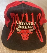 VTG Chicago Bulls Snapback Cap Spell Out Hard to Find Wool Blend Hat AJD 90’s