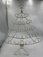 Vtg Christmas Tree Metal Wire Advent Calendar Card Holder Display Foldable 22"