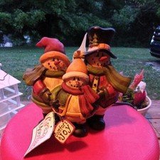VTG Crazy Mountain Primitive Christmas Snowman Cardinal Candle Lamp Night Light