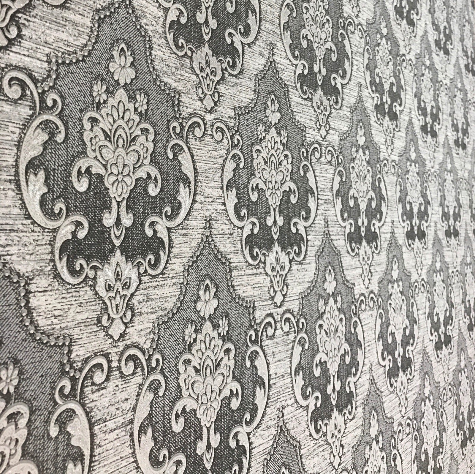 Wallpaper Victorian damask pattern wall coverings textured rolls gray damask 3D