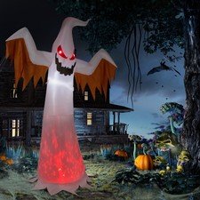 12ft Giant Scary Ghost Flames & Flashing Red Eyes Inflatable Halloween Decor NEW