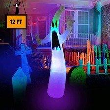 12FT Halloween Inflatable White Ghost With LED Light Outdoor Yard Decoration 04A