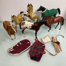 6 VTG Breyer Horses(See Description), 3 Blankets, & 1 Saddle-Nice