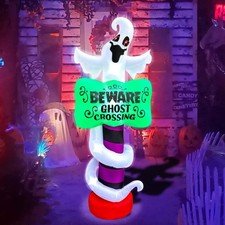 9FT Halloween Inflatable White Ghost With LED Light Outdoor Yard Decoration 2104