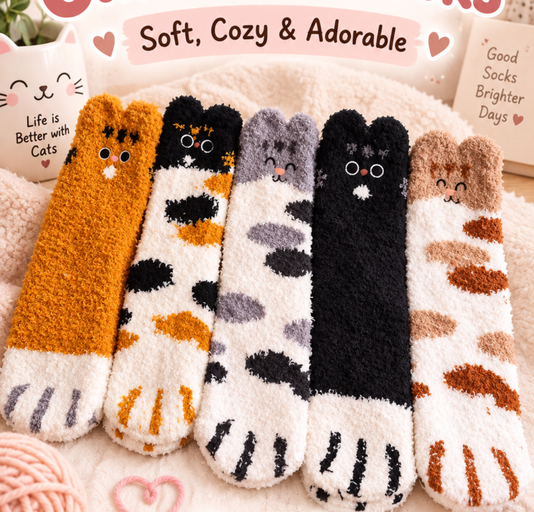 Five pairs of the best cute cat socks, soft and cozy, perfect gift for cat lovers seeking adorable and stylish accessories.