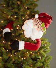 ADORABLE CHRISTMAS SANTA TREE HUGGER TREE TOPPER ORNAMENT HOLIDAY HOME DECOR
