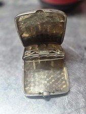 Antique F.B. Rogers Sterling Silver Cigarette Case Gilt Interior Blue Cabochon