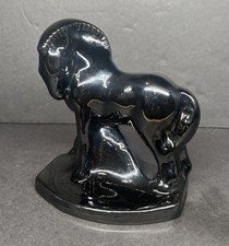 Art Deco Frankoma Black Trojan Horse Art Pottery Bookend Gloss Finish