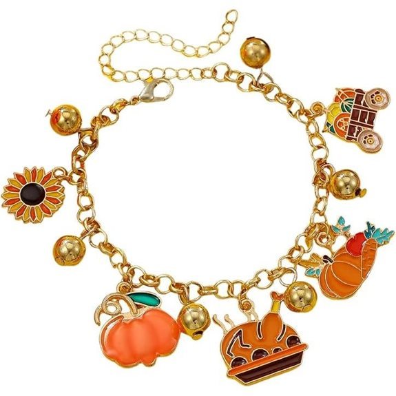 Thanksgiving Fall Holiday Bracelet with Pumpkin and Turkey