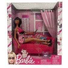 Barbie Doll Glam with Sofa / Couch and Accessories for Doll House Sealed New